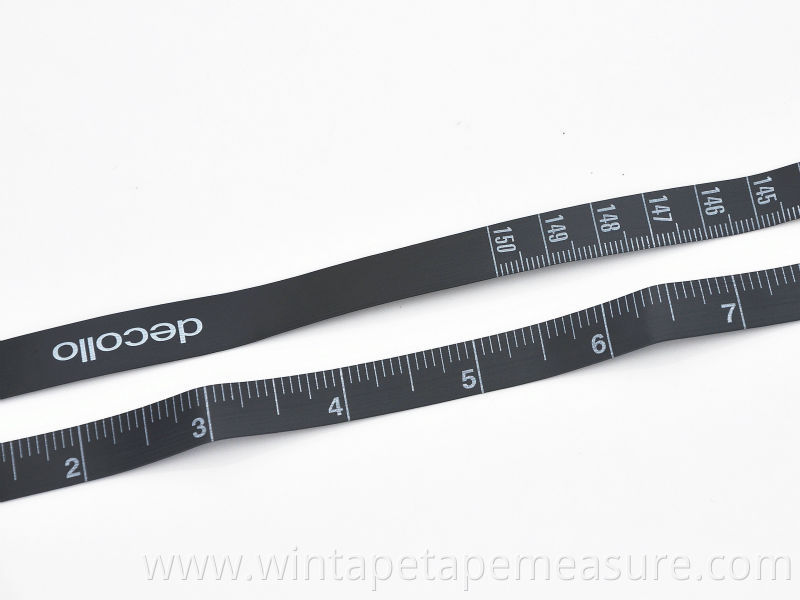 150cm/60inch black printable inch cm ruler measuring tape new design pvc logo material with Your Logo or Name